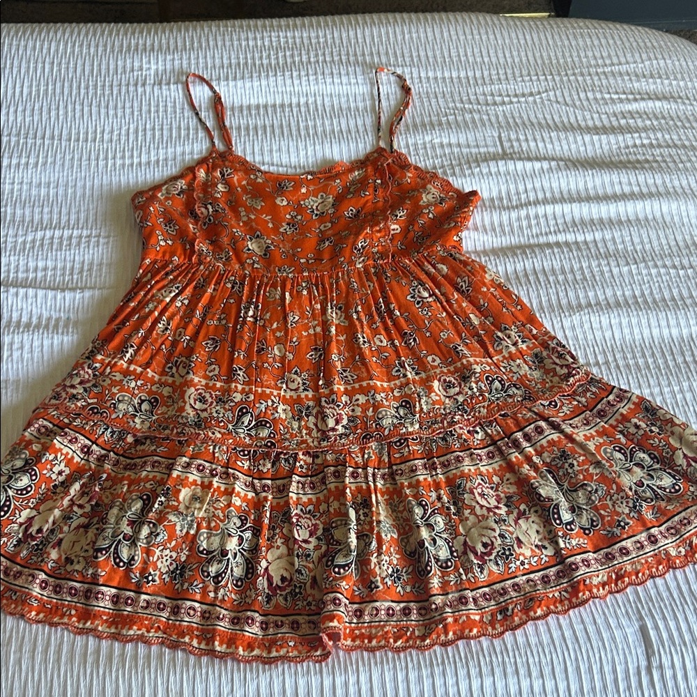 Urban Outfitters Orange Floral Mini Dress - Picture 4 of 10